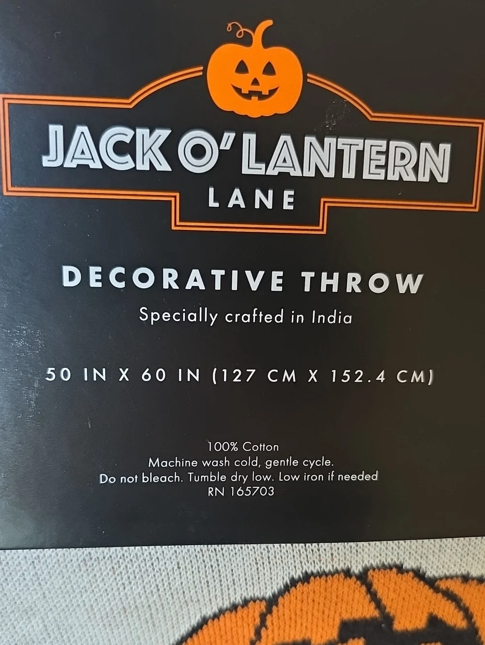NWT Halloween Knit Throw Blanket 50X60 IN 100% Cotton Jack-O-Lantern Pumpkins 🎃
